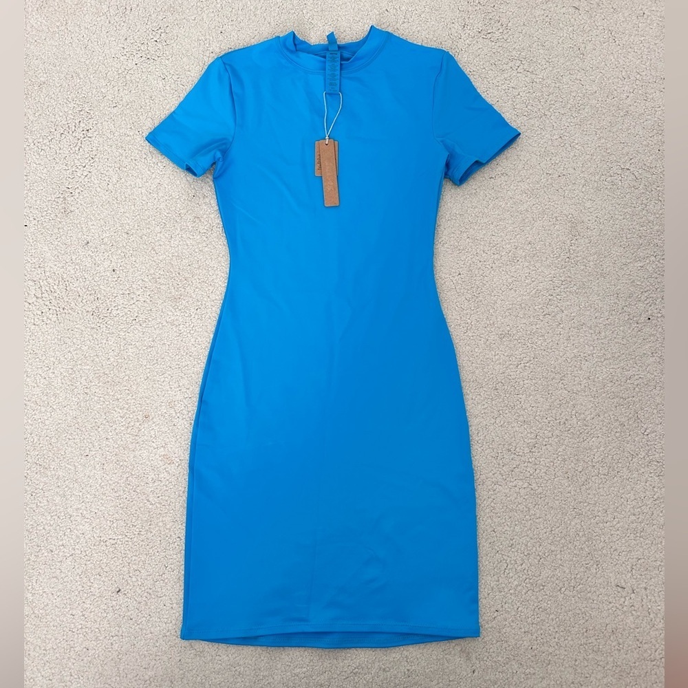 NWT SKIMS Turquoise Recycled Swim Swim Dress Size XXS